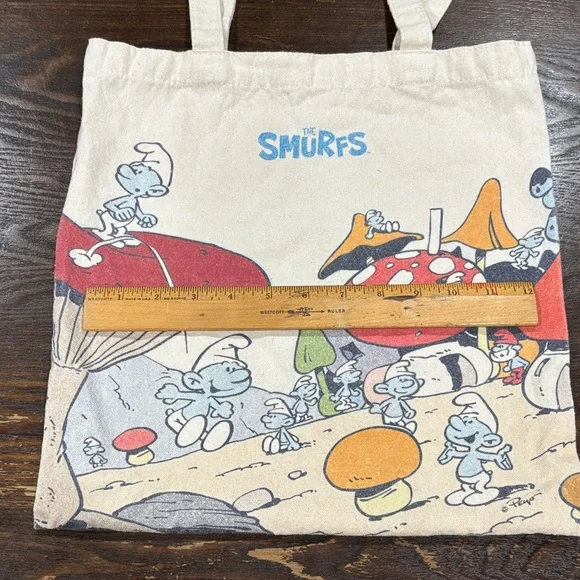 🌈The Smurfs Canvas Tote Bag - Beige with Colorful Print - Picture 6 of 6